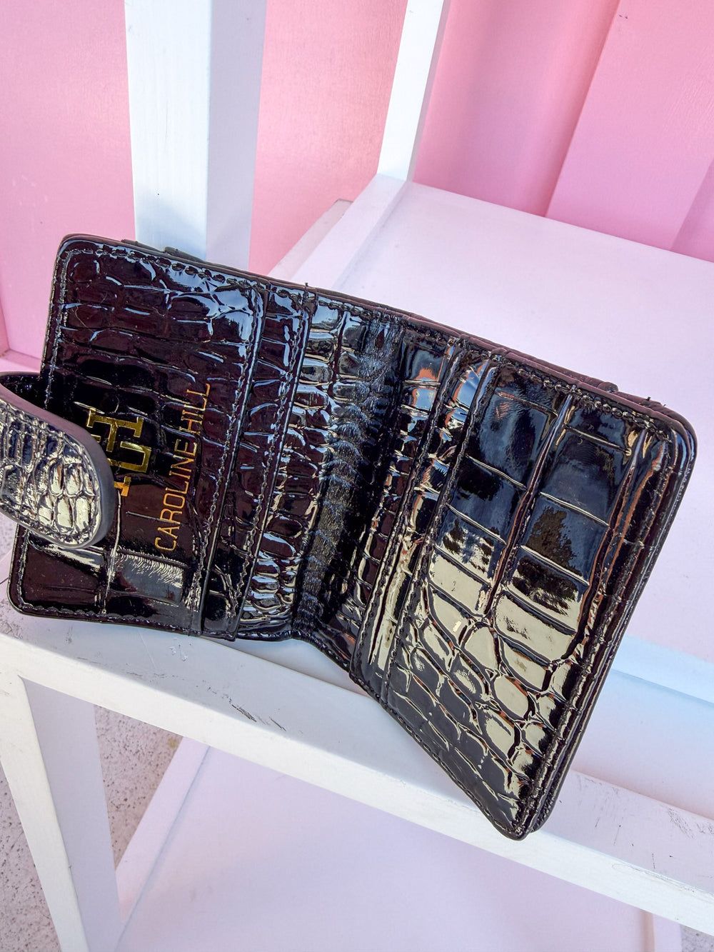 Caroline Hill | Tate Card Holder Wallet - Black Patent