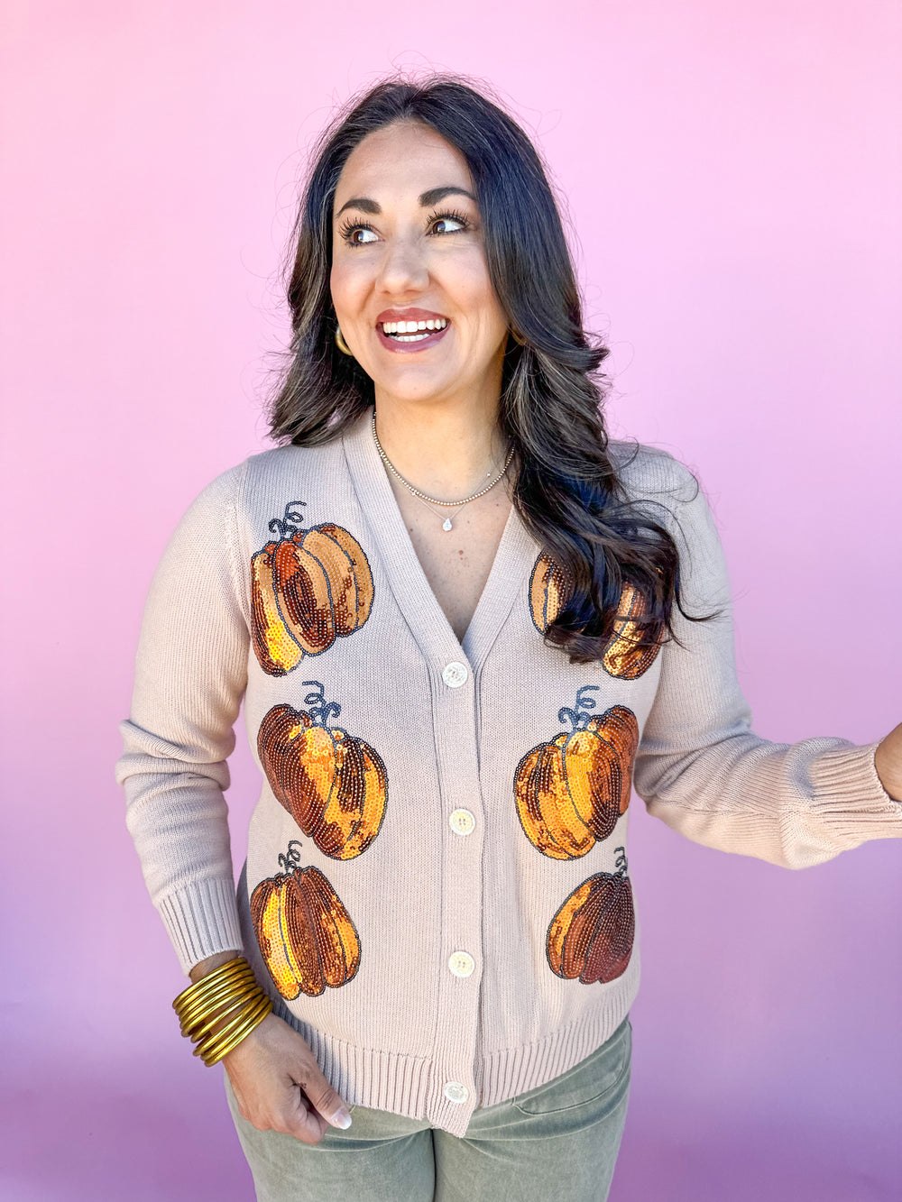 Sequin Pumpkin Cardigan