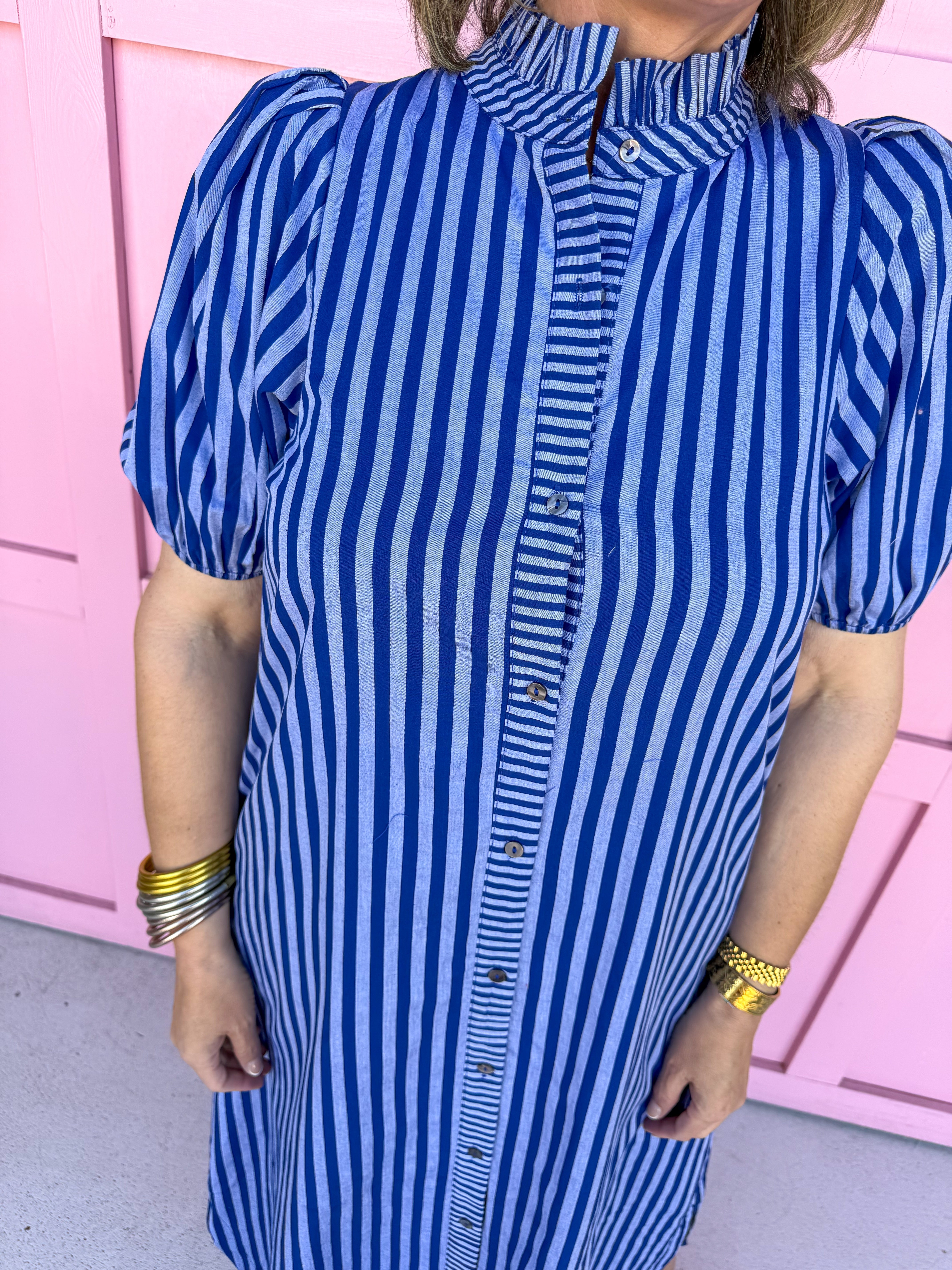 Savannah Stripe Dress - Navy – Jincy's Southern Exchange