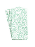Caspari Block Print Leaves Cotton Dinner Napkins Green White Home Decor Jincy's 