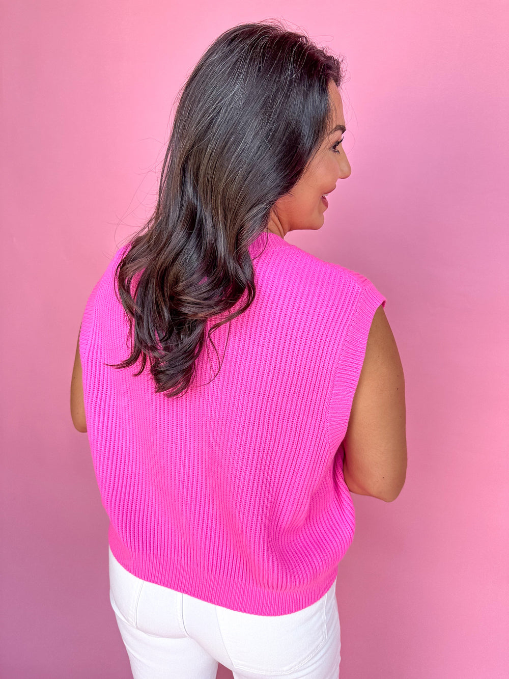 QUEEN OF SPARKLES | Neon Pink American Flag Sweater Tank