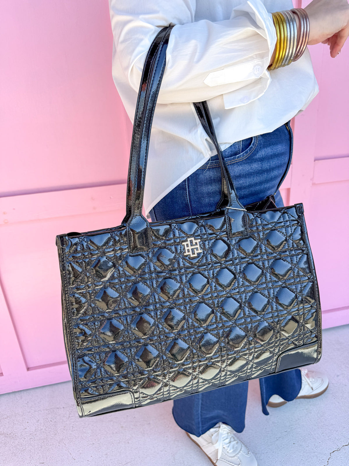 Caroline Hill | Shane Tote - Black Patent LQ