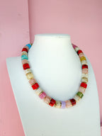 LOVE LEMON LANE | Medium Cylinder Acrylic Beaded Necklace - Blush Multi