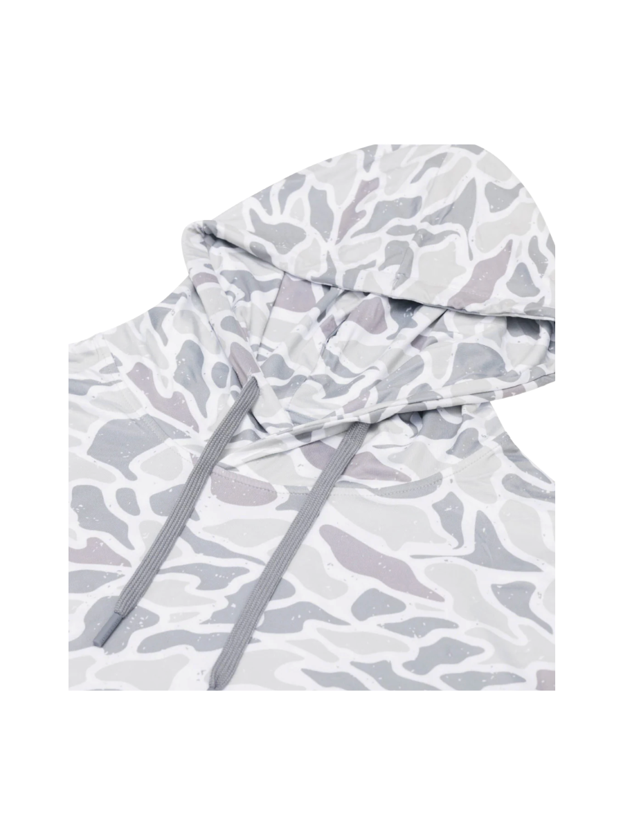 BURLEBO Performance Hoodie White Camo uv protection fishing shirt outdoorsman mens jincy's tripp