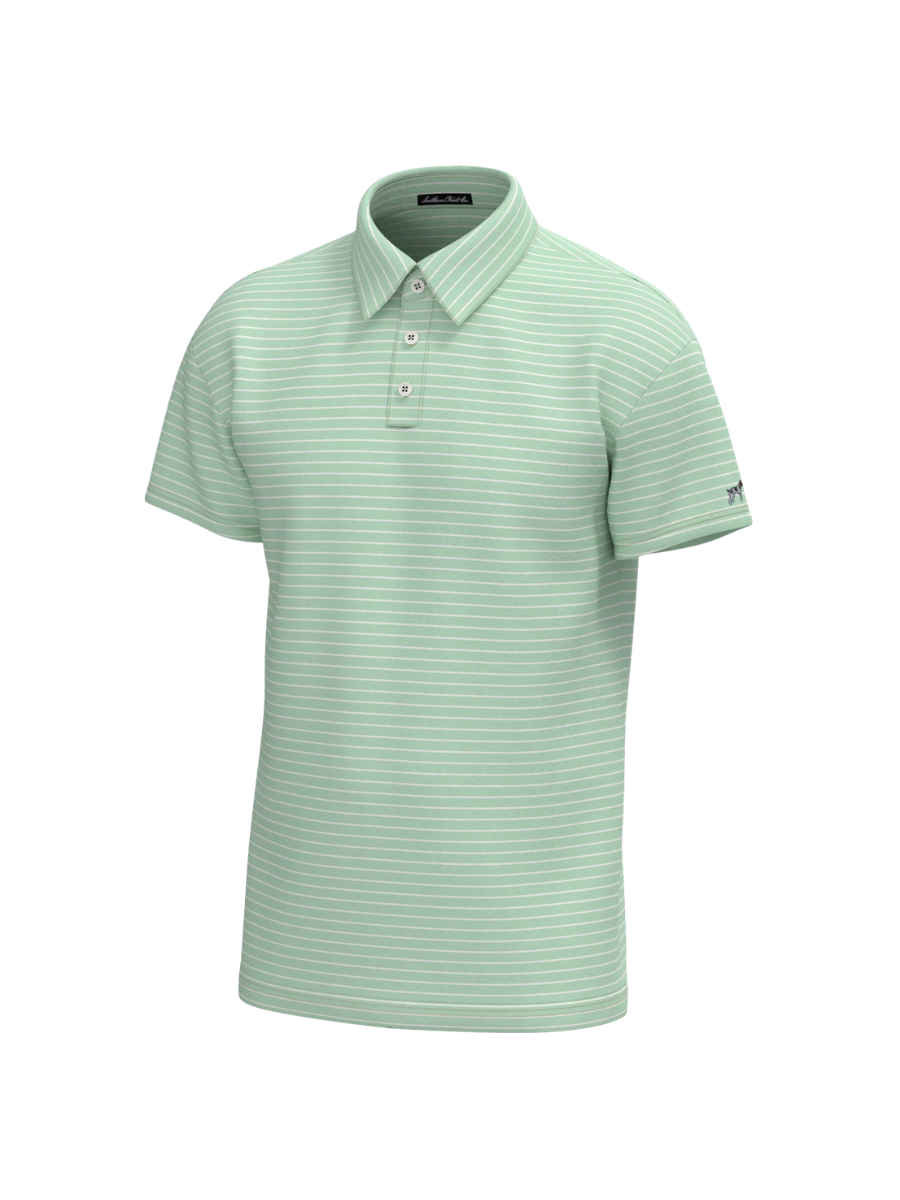 Southern Point Co | Horizon Stripe Performance Polo - Spring Green White
