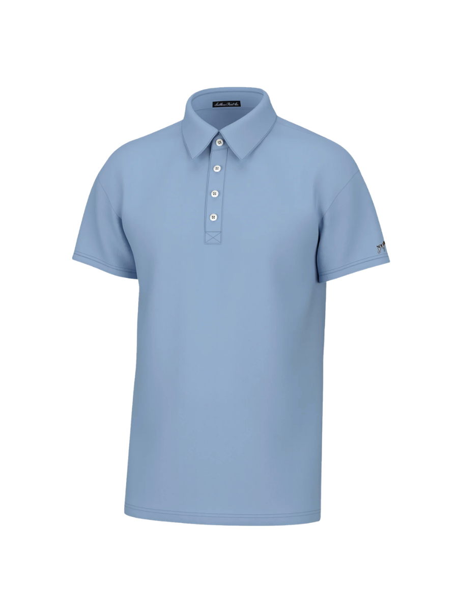 Southern Point Co | Charles 4 Button Pique Polo - Blue Sky