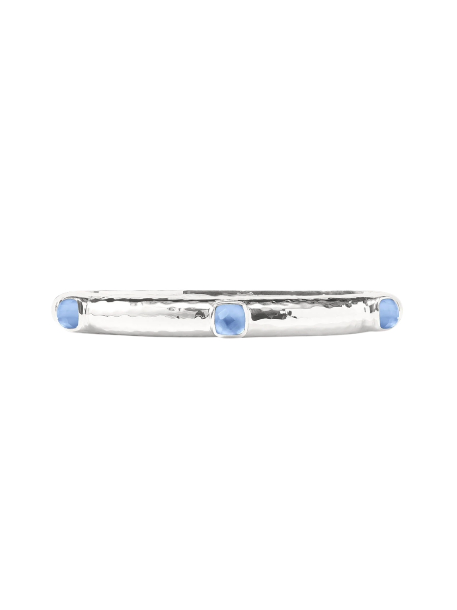 JULIE VOS | Cataline Stone Hinge Bangle - Iridescent Chalcedony Blue