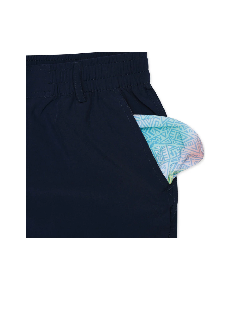 BURLEBO Everyday Shorts Deep Water Navy Mayan Pocket moisture wicking shorts mens gift tripp