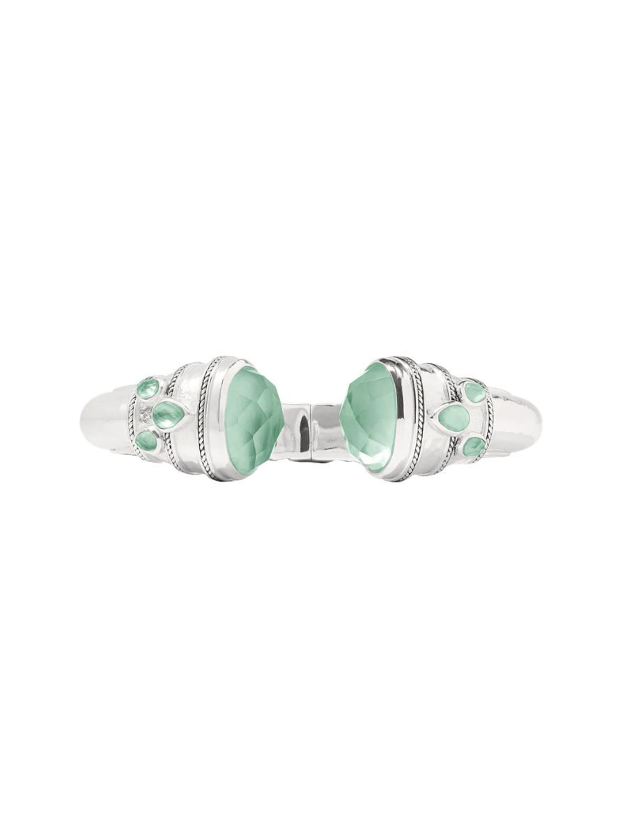 JULIE VOS | Cannes Cuff - Silver - Iridescent Aquamarine Blue