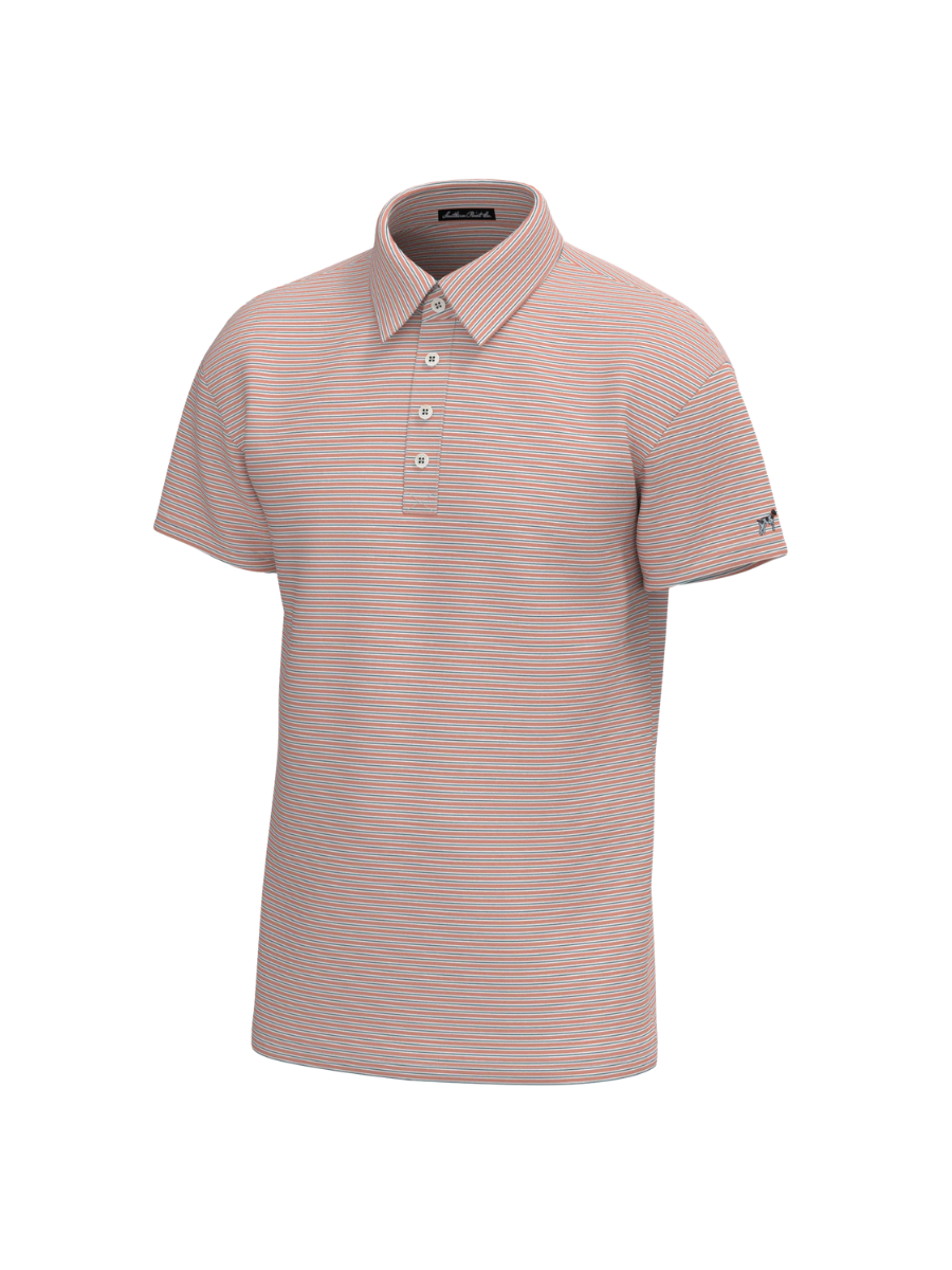 Southern Point Co | Charles 4 Button Polo - Peach Stripe