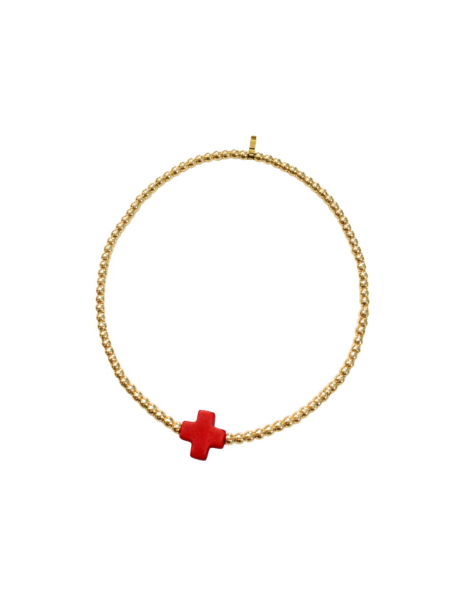 Jincy’s | Megan - 2mm - 18K Gold Bead Cross Bracelet