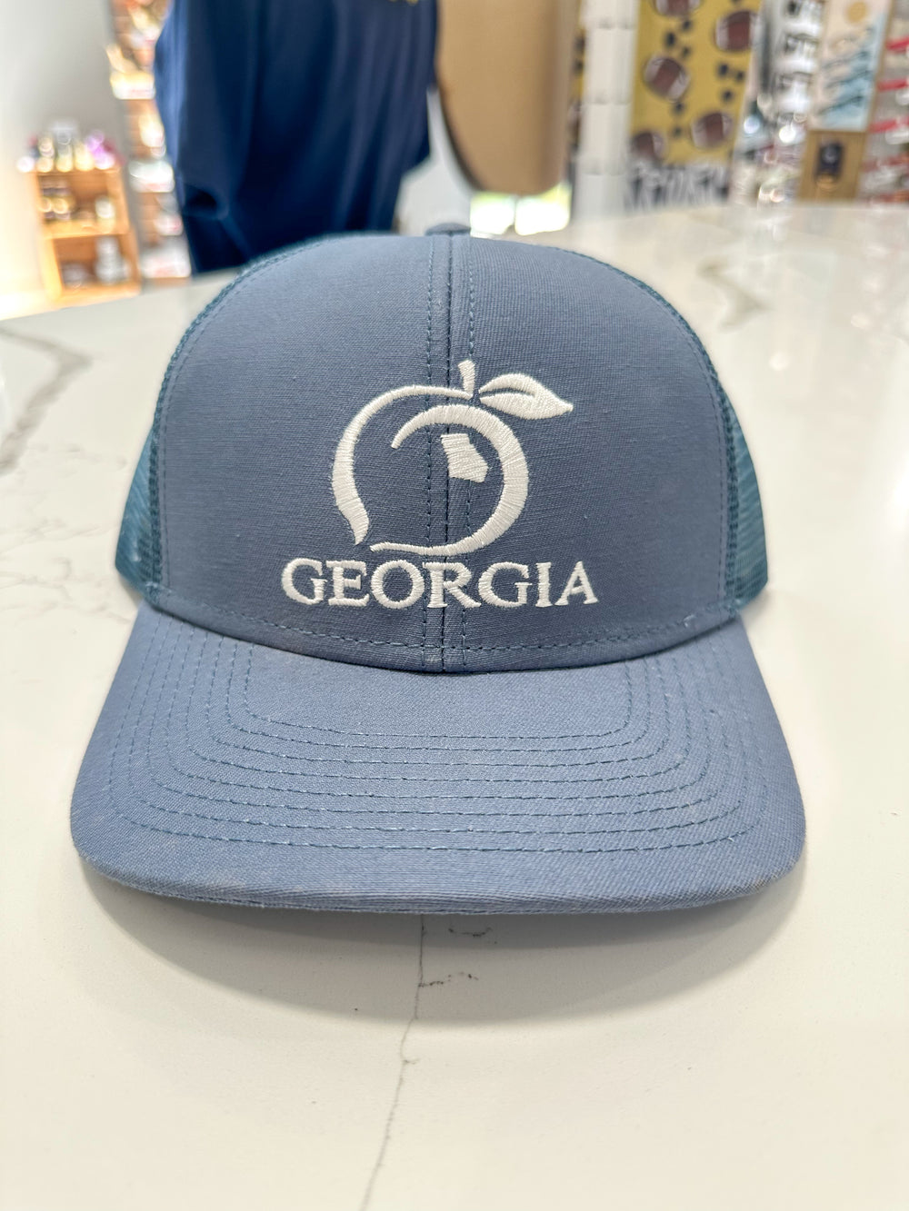 Peach State Pride | Georgia Mesh Back Hat - Lake Blue