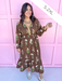fall styles womens boutique midi length brown floral print jincy's
