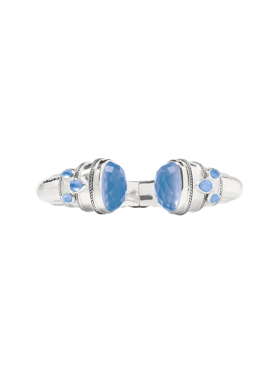 JULIE VOS | Cannes Cuff - Silver - Iridescent Chalcedony Blue