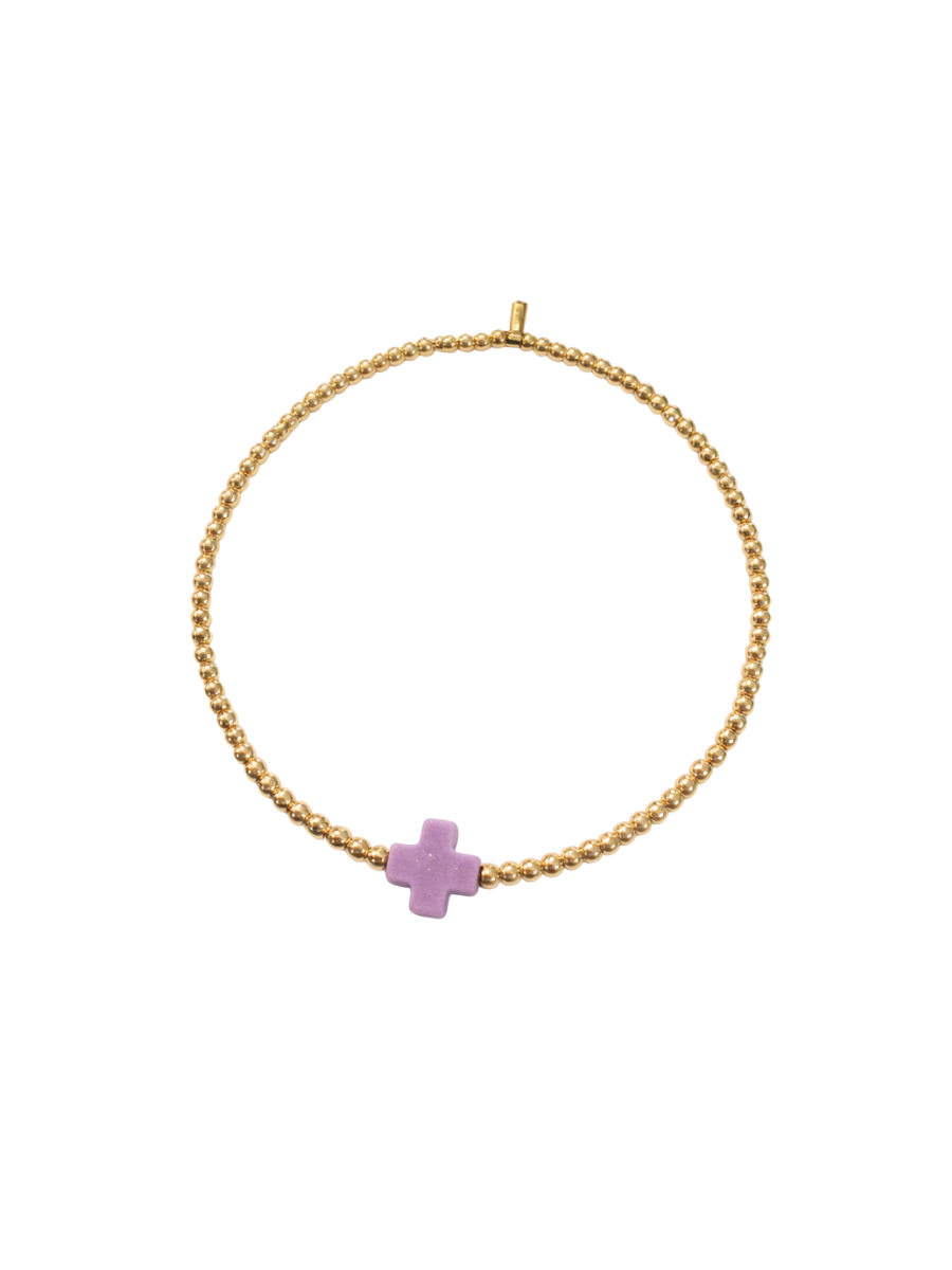 Jincy’s | Megan - 2mm - 18K Gold Bead Cross Bracelet