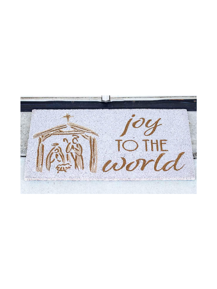 Joy To The World Manger Coir Doormat