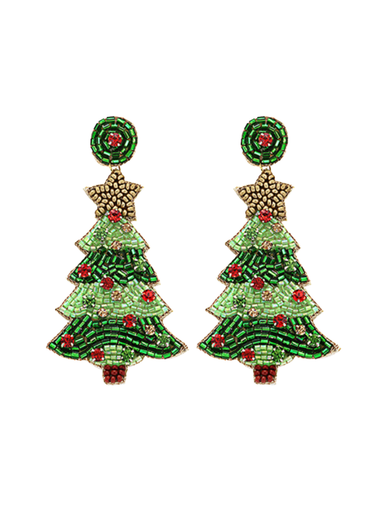 christmas tree beaded earrings womens gift jincy's