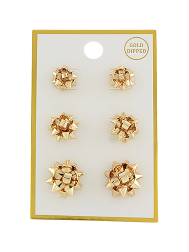 gold bow earring set 3 sizes womens girls gift jincy's