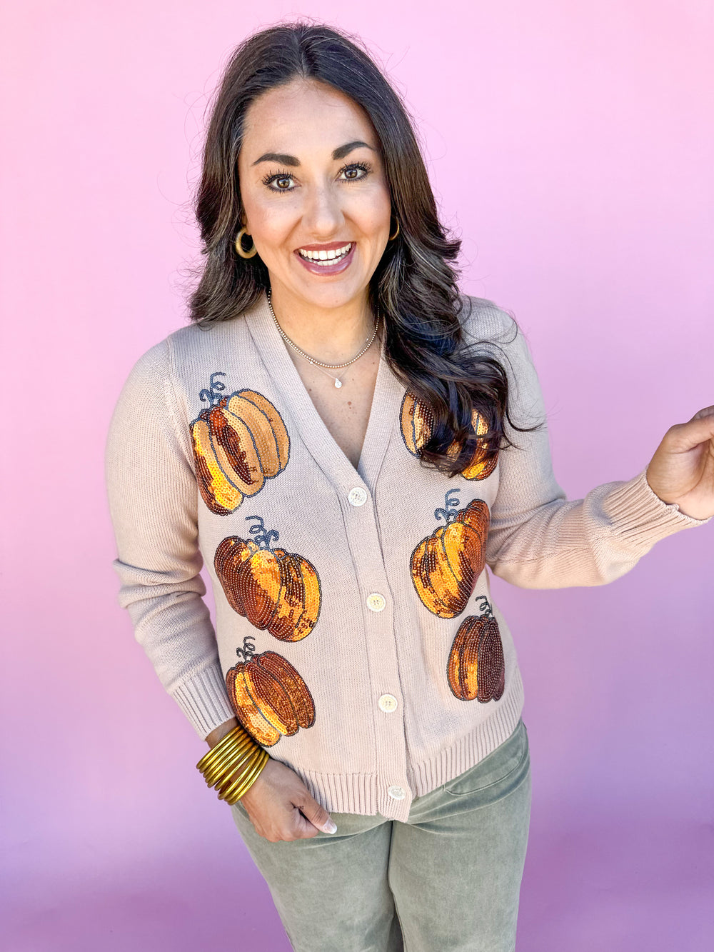 Sequin Pumpkin Cardigan