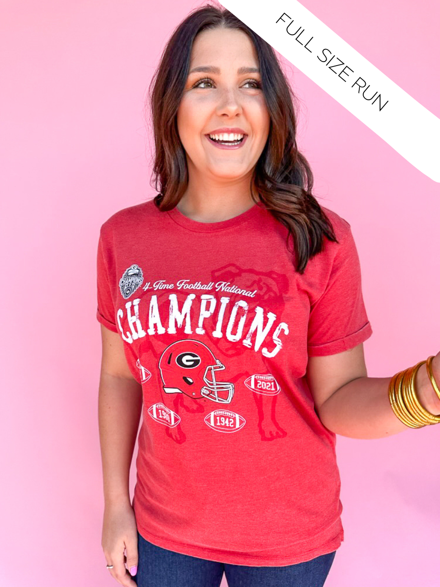 Four Time National Champions Tee - Red