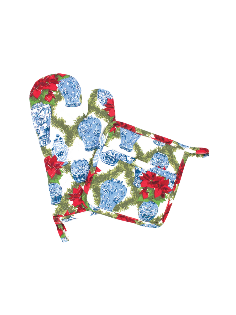 Oven Mitt Set - Poinsettia