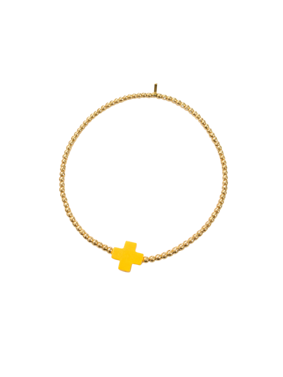 Jincy’s | Megan - 2mm - 18K Gold Bead Cross Bracelet
