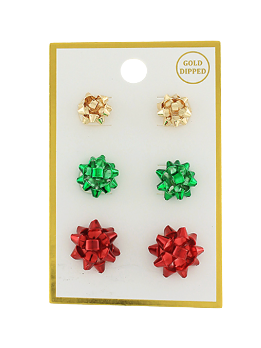 bow stud earrings gold green red womens girls gifts jincy's 
