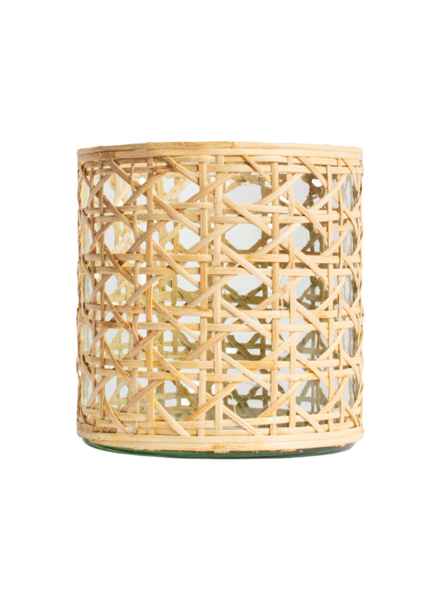 Mia Cane Candle Holder Large glass cane bamboo home decor gift jincy's