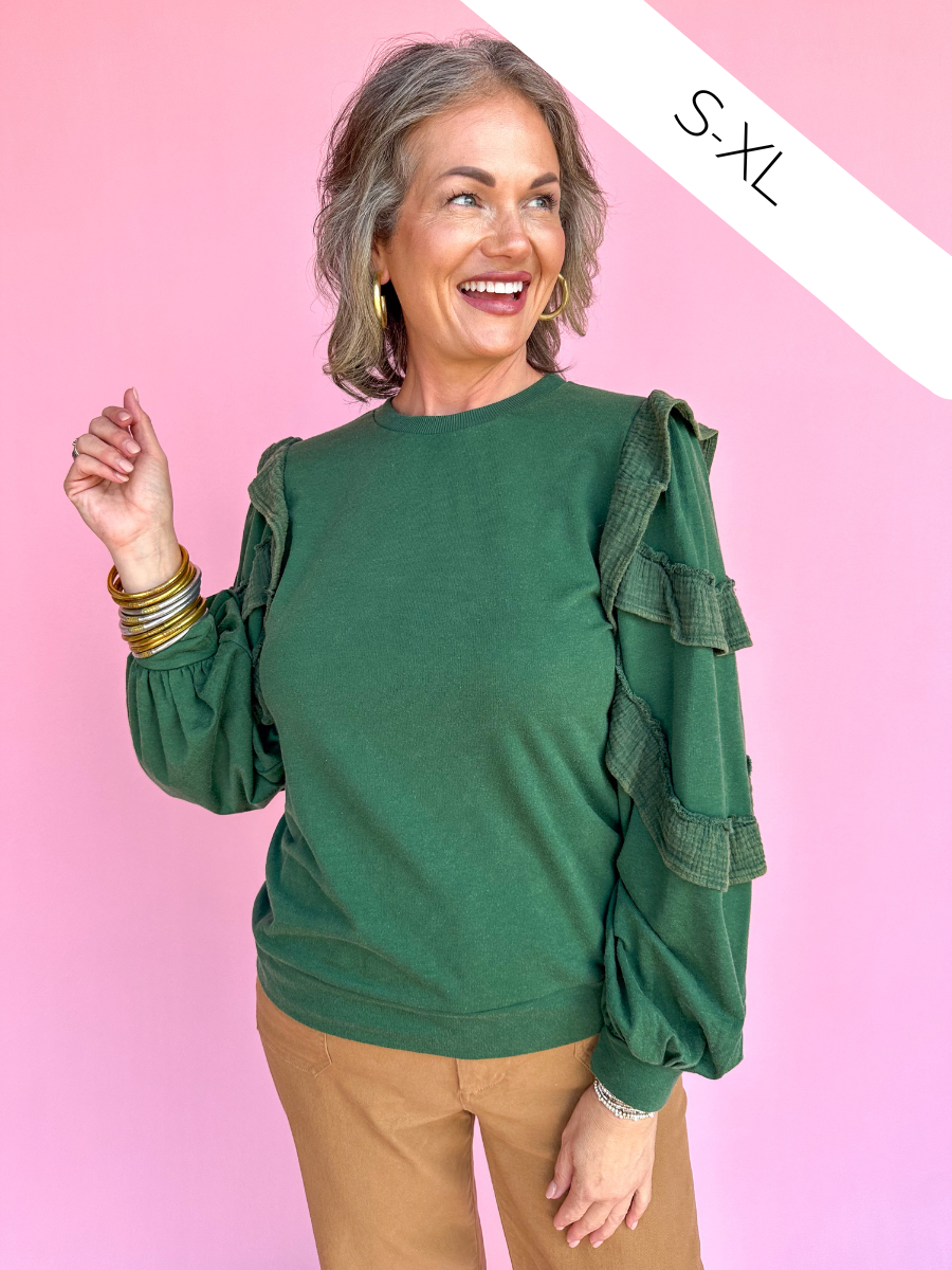 Social Charm Top - Hunter Green