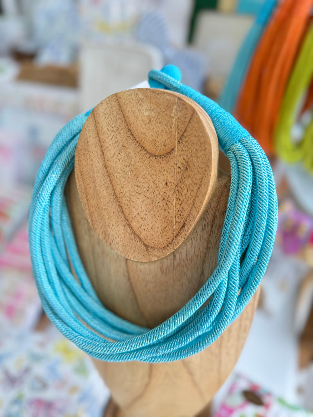 Multi Strand Slub Rope Necklace - Turquoise