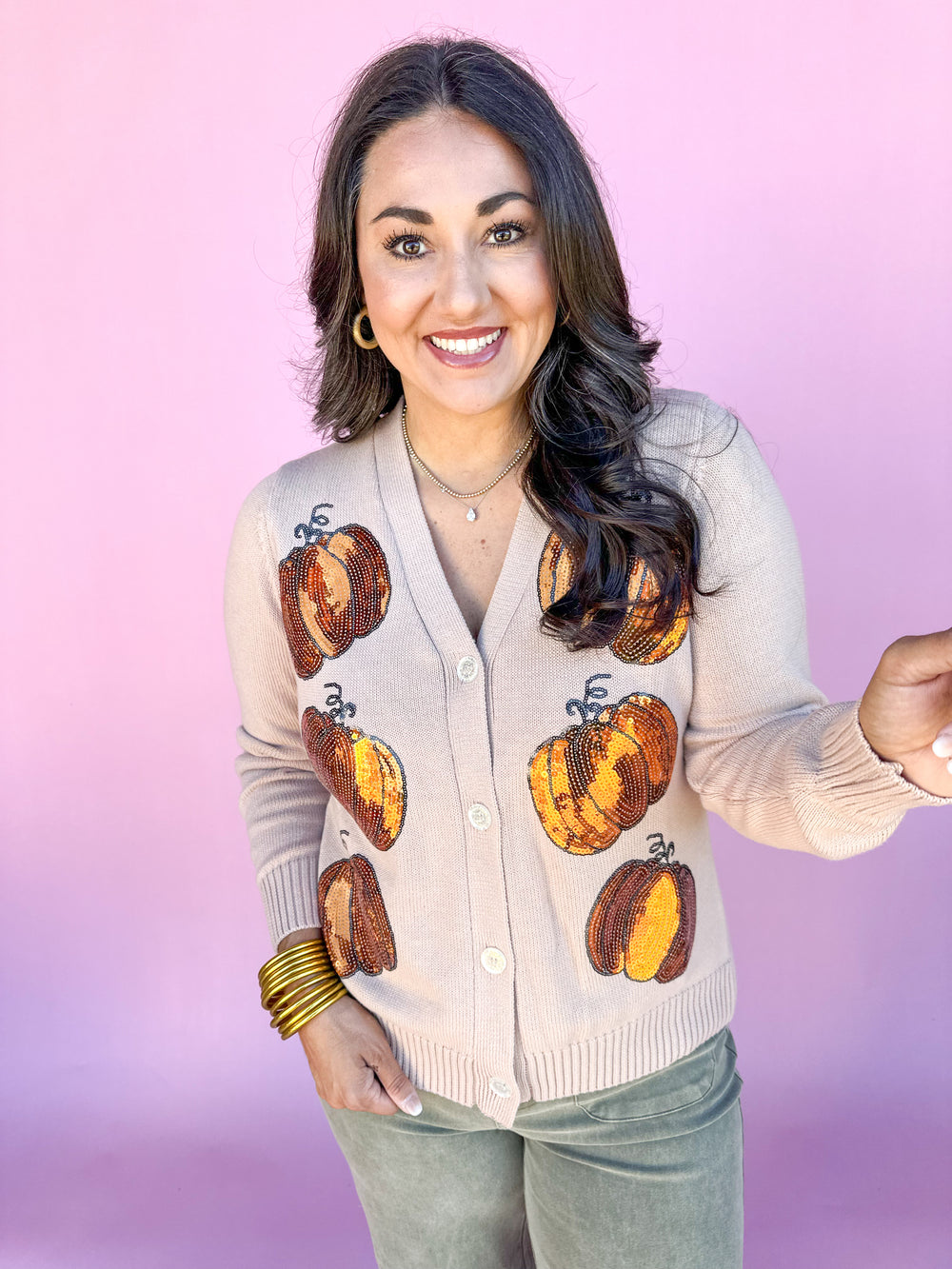 Sequin Pumpkin Cardigan