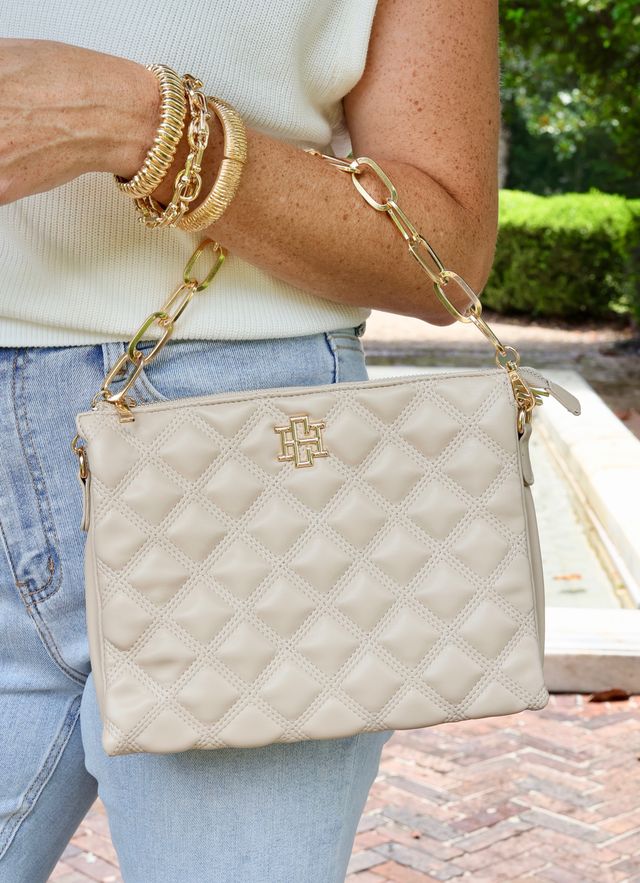 Caroline Hill | Ariana Quilted Crossbody - Nude Quilted DQ