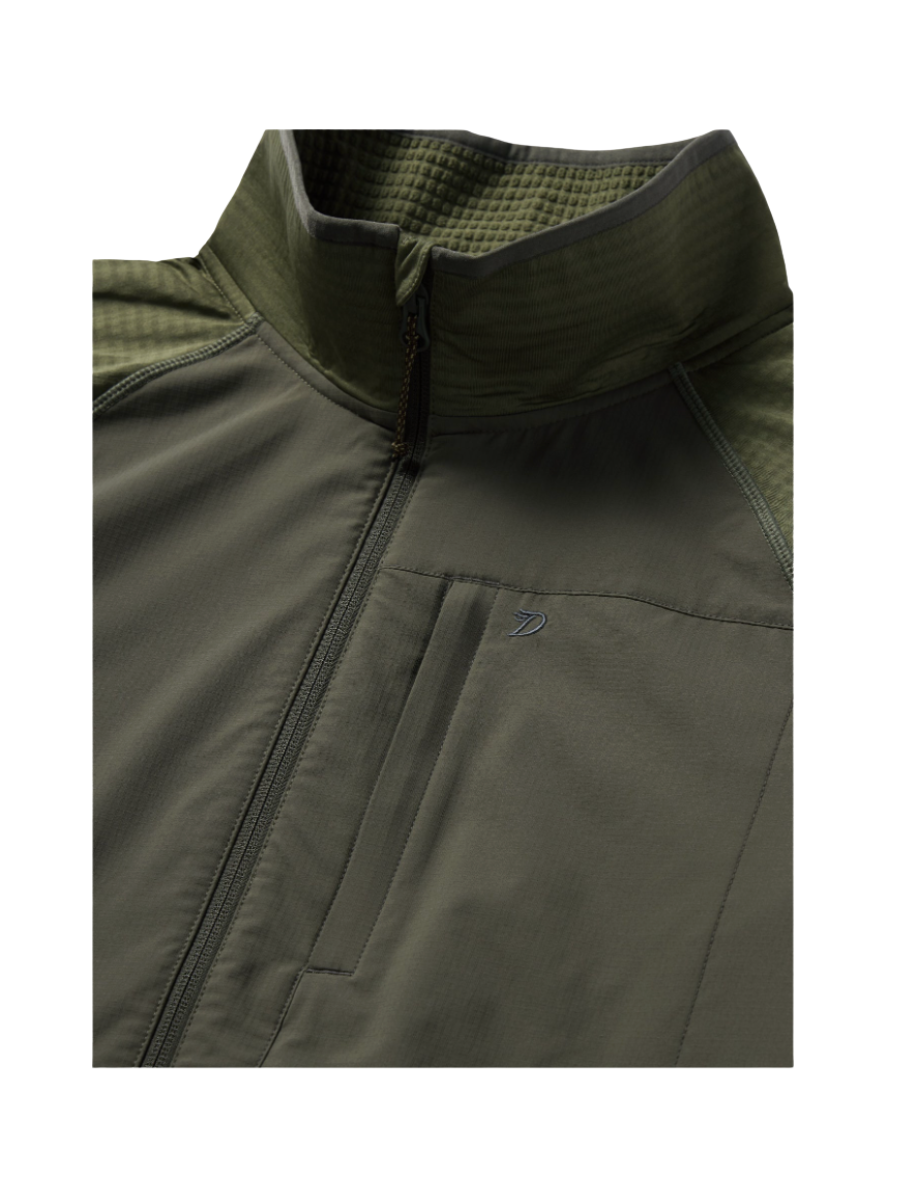 Duck Camp | Lightweight Grid Tech Fleece Half Zip Pullover - Moss/ Raven