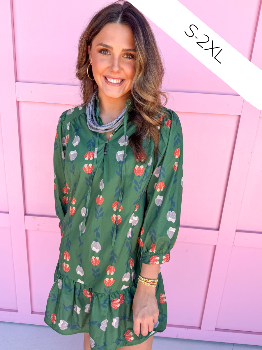 womens boutique dress floral fall colors mini length buttons jincy's