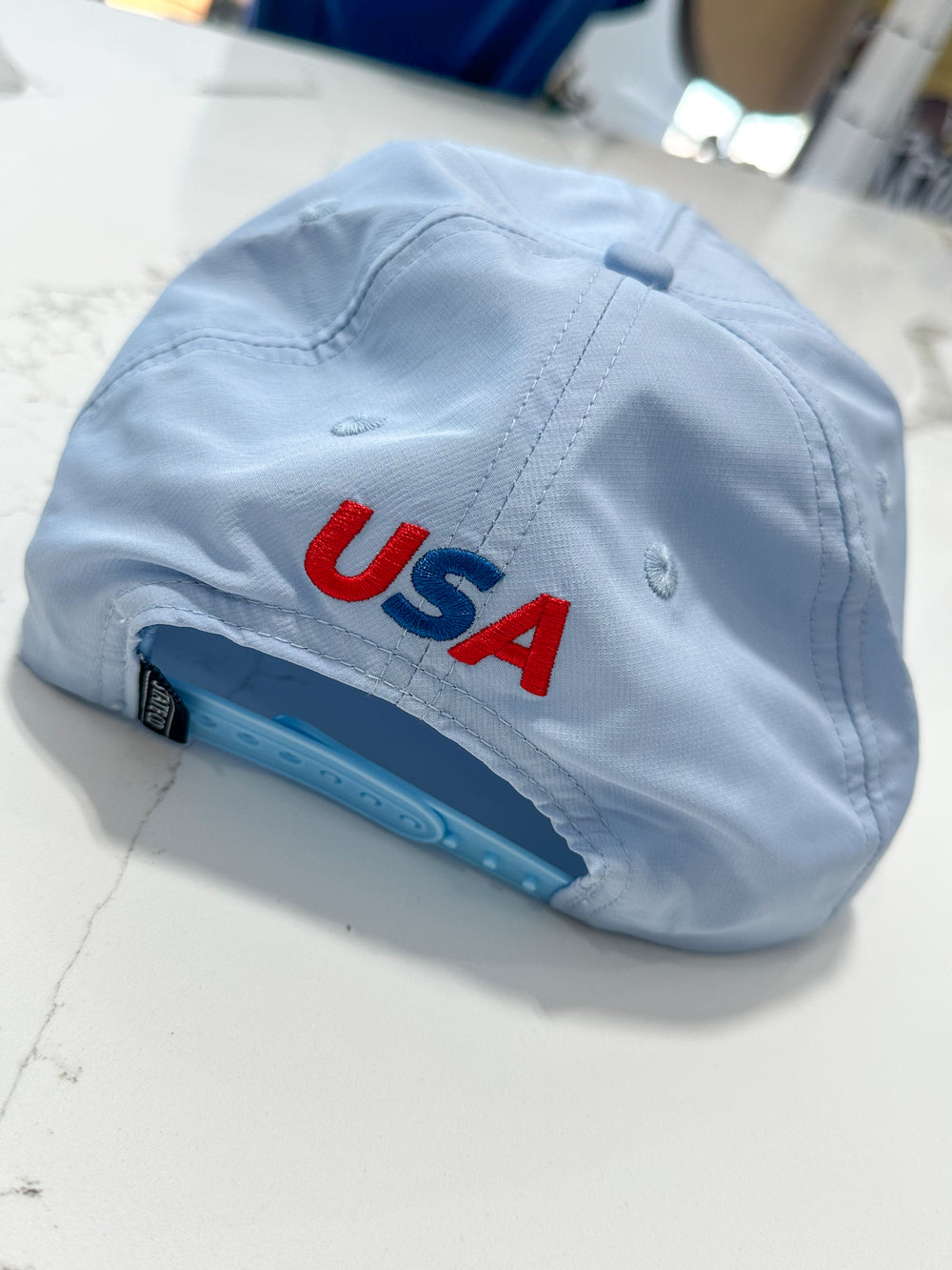 Peach State Pride | Reagan True American 5 Panel Hat - Sky Blue
