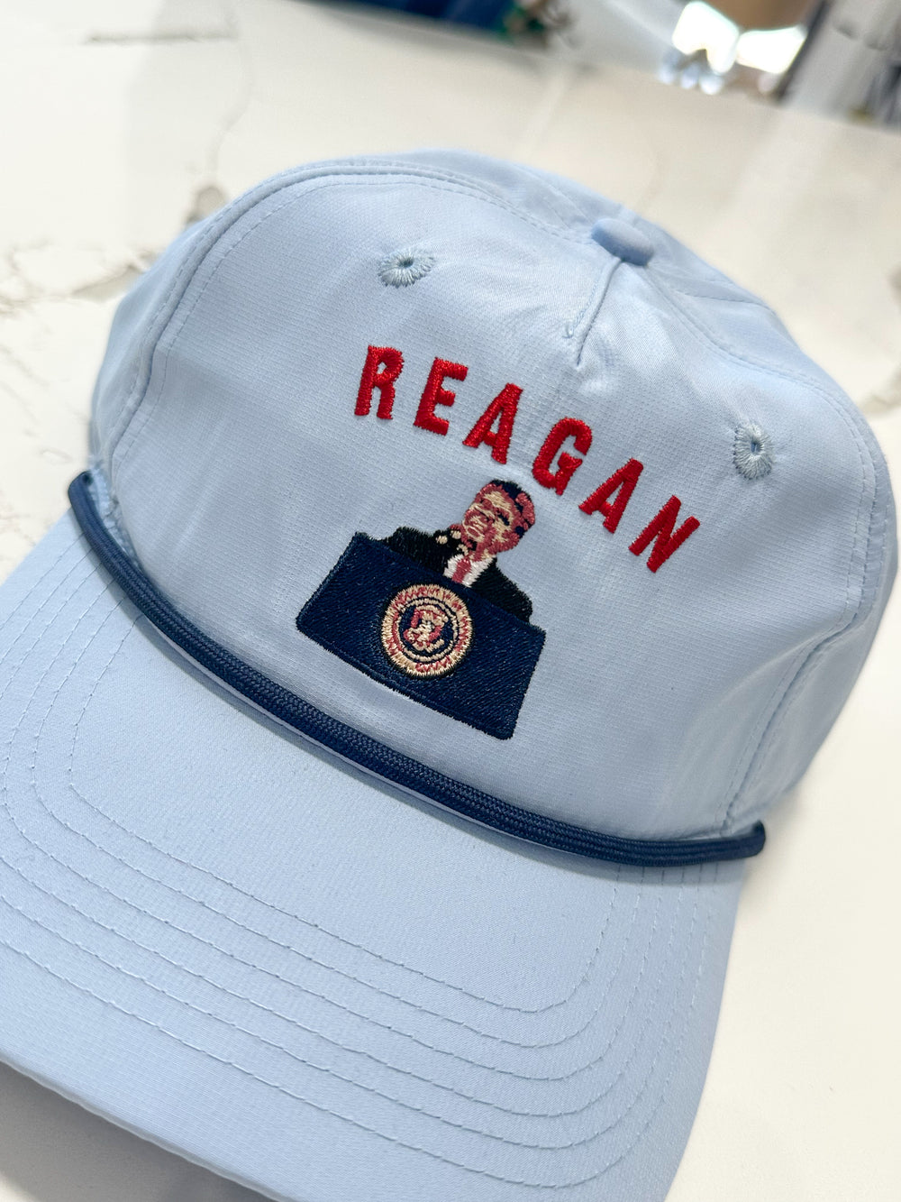 Peach State Pride | Reagan True American 5 Panel Hat - Sky Blue