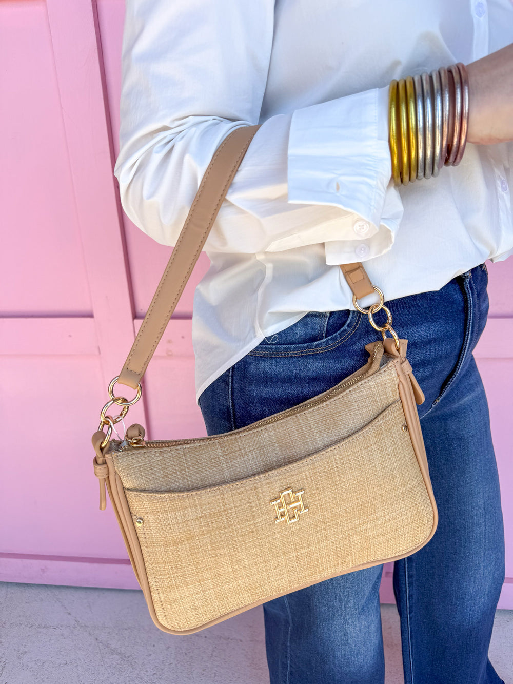 Caroline Hill | Paxton Crossbody with Pockets - Natural