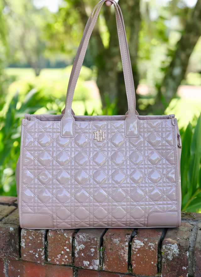 Caroline Hill | Shane Tote - Taupe Patent LQ