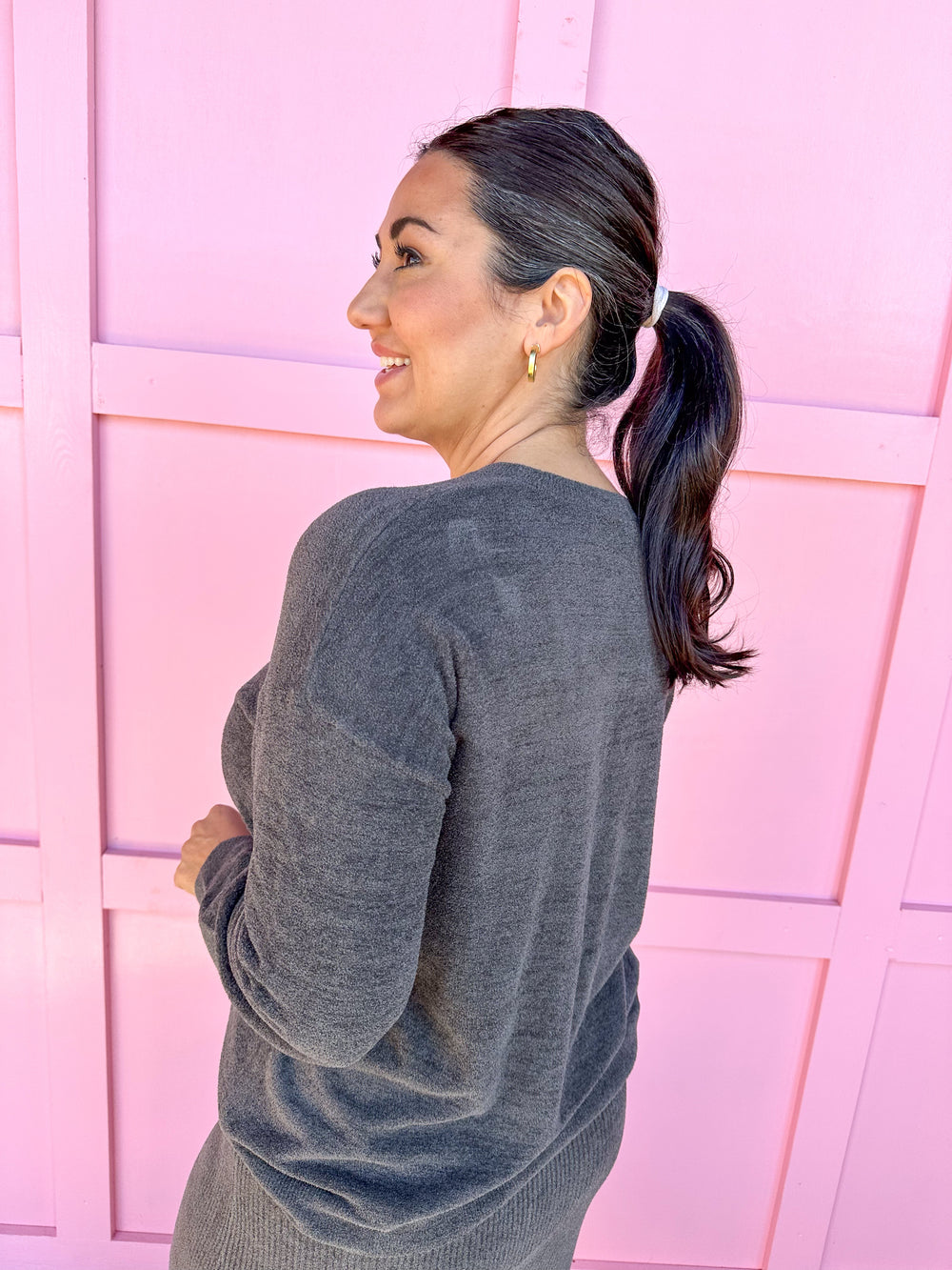 Barefoot Dreams | CozyChic Ultra Lite Drop Shoulder Pullover - Carbon