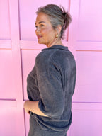 Barefoot Dreams | CozyChic Ultra Lite Collared Short Sleeve - Carbon