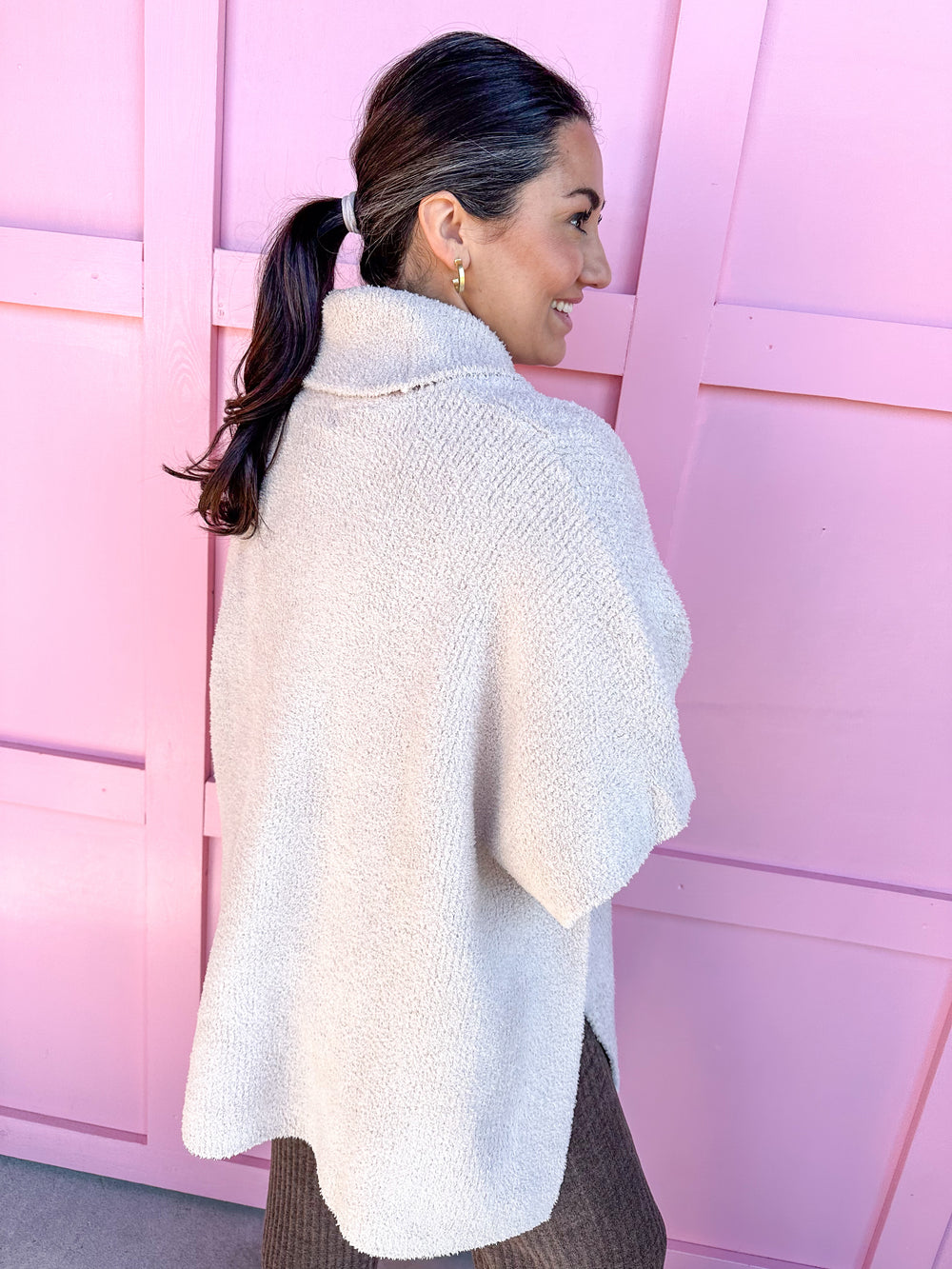 Barefoot Dreams | CozyChic Shawl Collar Poncho - Stone