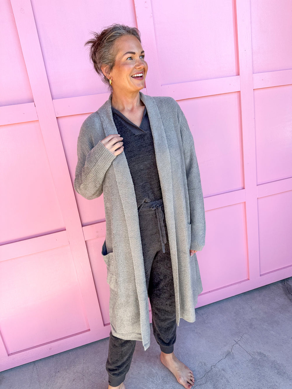 Barefoot Dreams | CozyChic Lite Ribbed Robe - Dove Grey