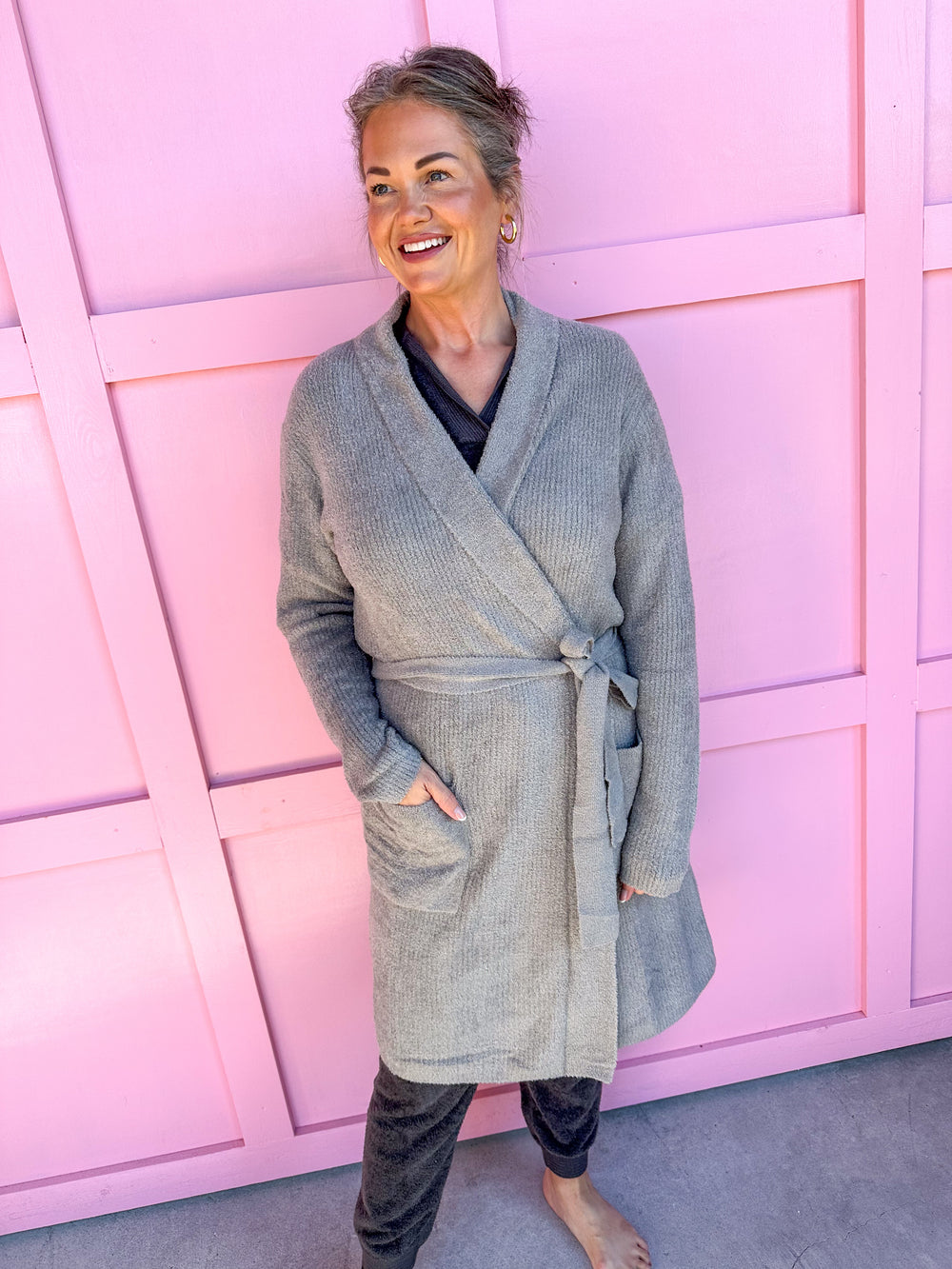 Barefoot Dreams | CozyChic Lite Ribbed Robe - Dove Grey