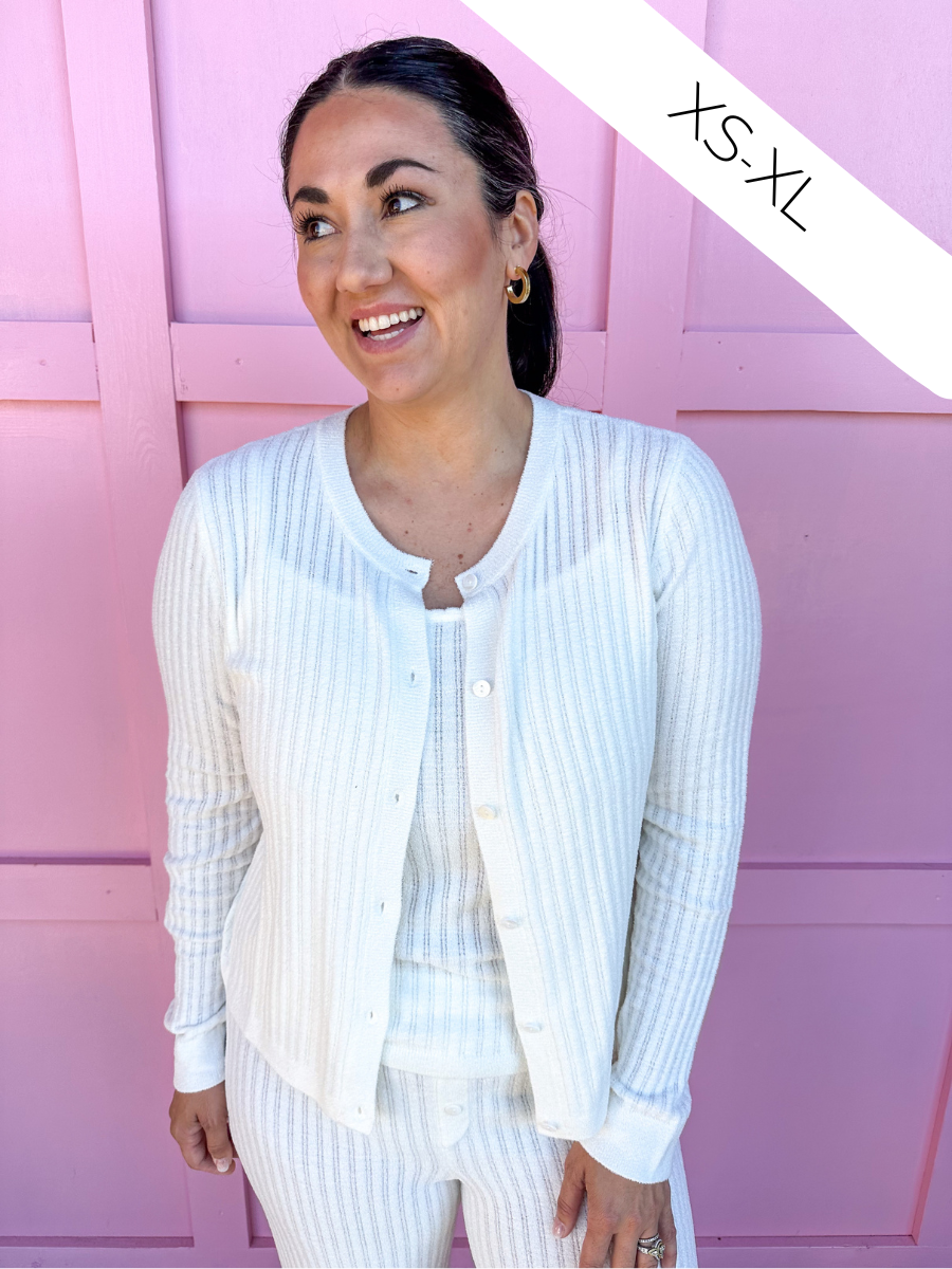 Barefoot Dreams | CozyChic Ultra Lite Ribbed Button Cardigan - Pearl