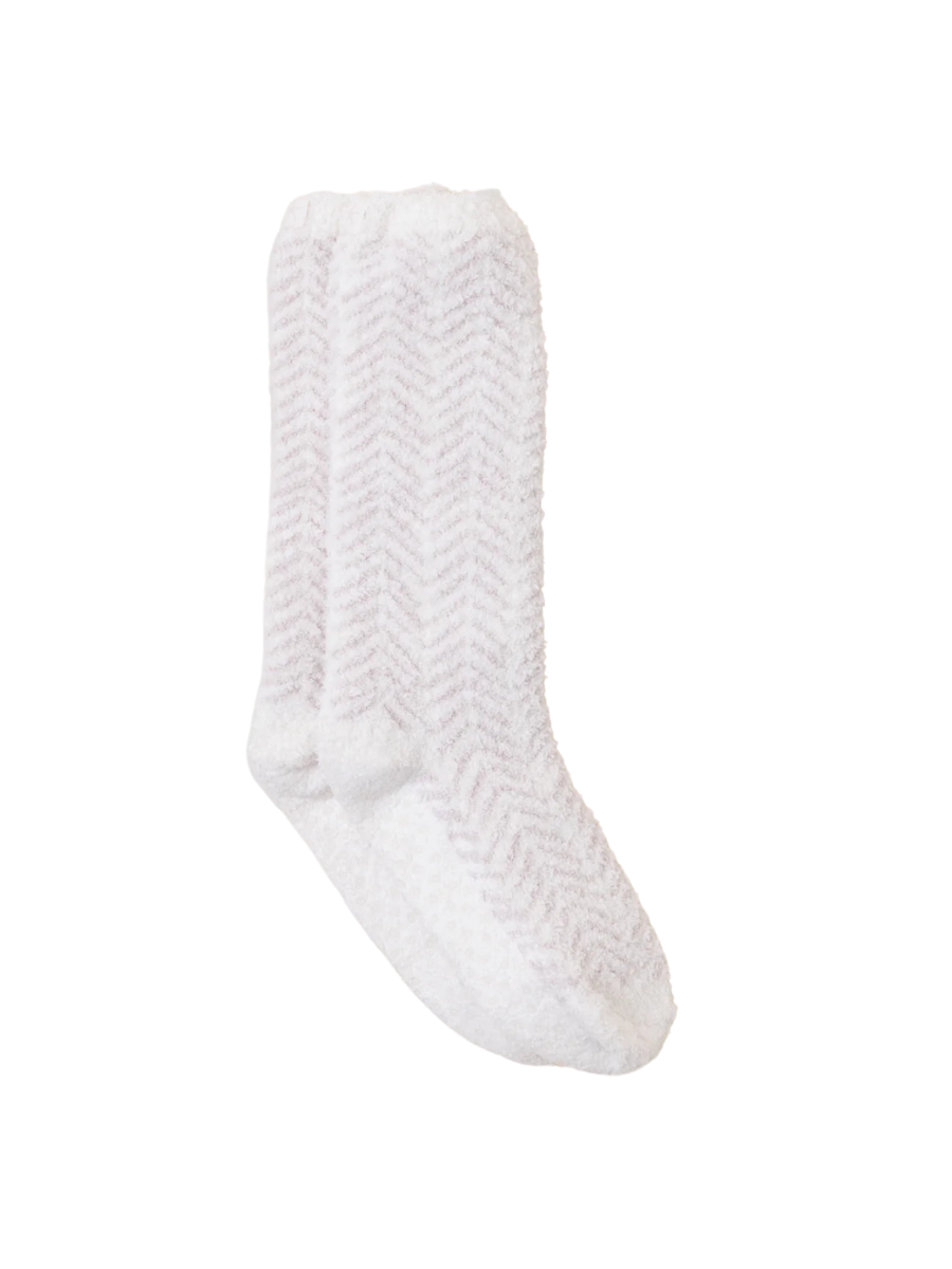 Barefoot Dreams | CozyChic Herringbone Socks - Cream/Stone