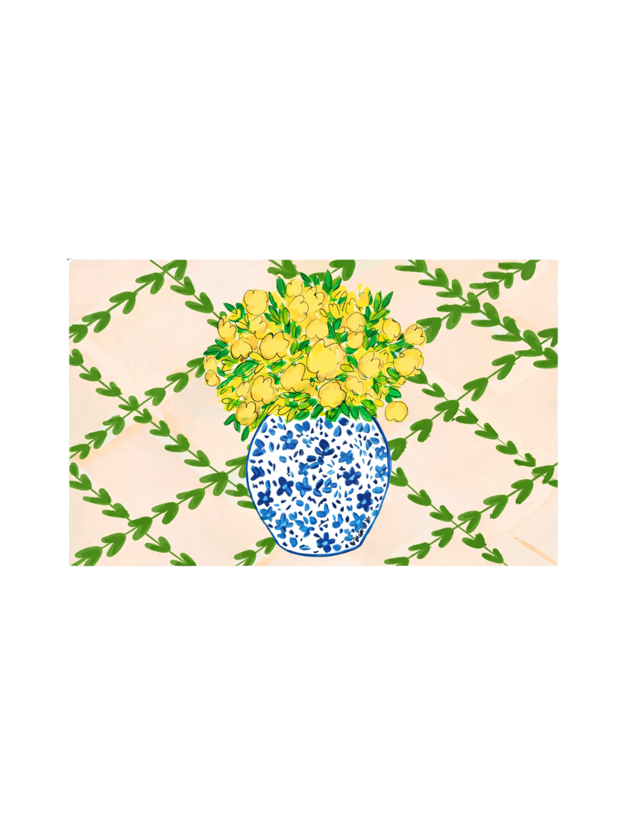 Baxter & Me | Yellow Floral Rug Floor Mat - Blue Willow