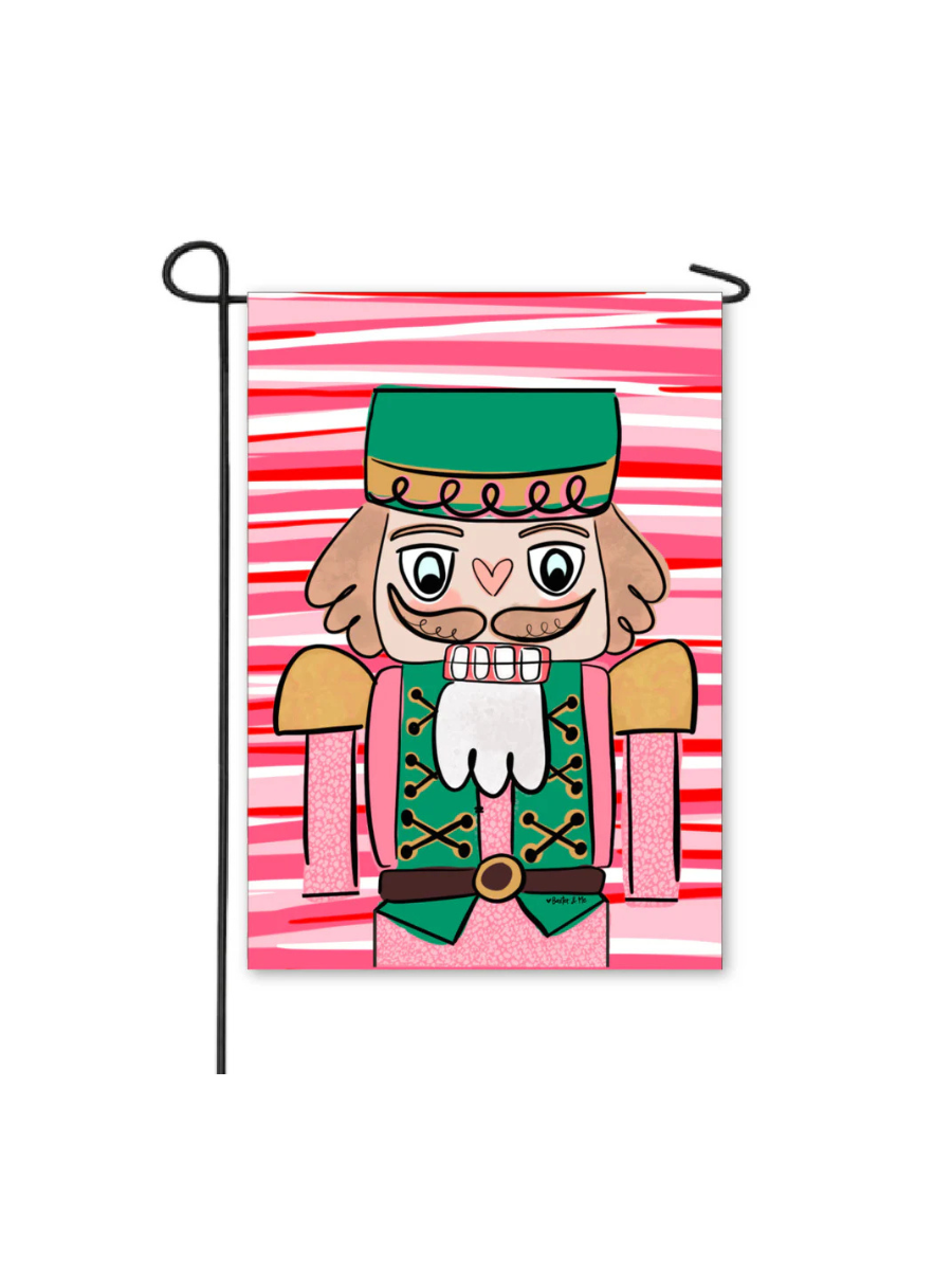 Baxter & Me | Candy Nutcracker Garden Flag - Pink