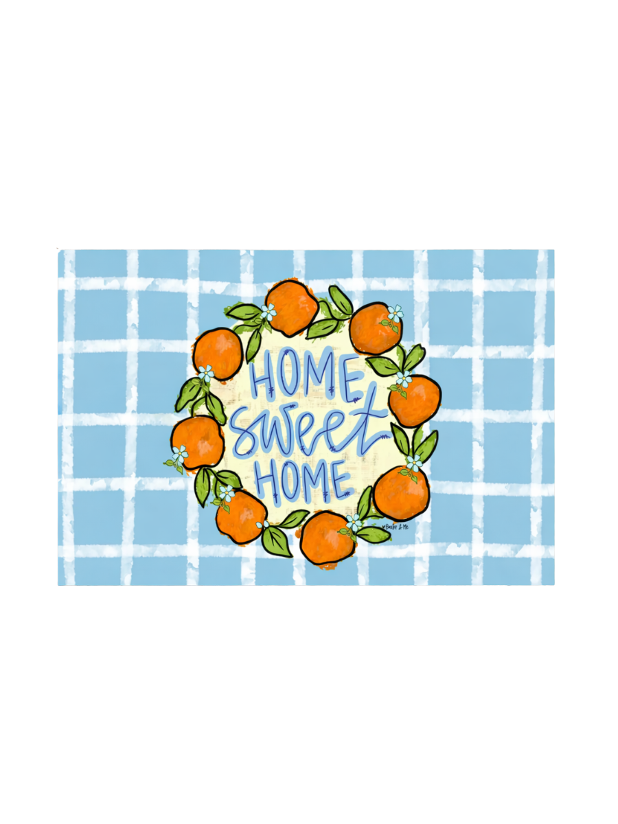 Baxter & Me | Home Sweet Home Orange Wreath Rug Floor Mat