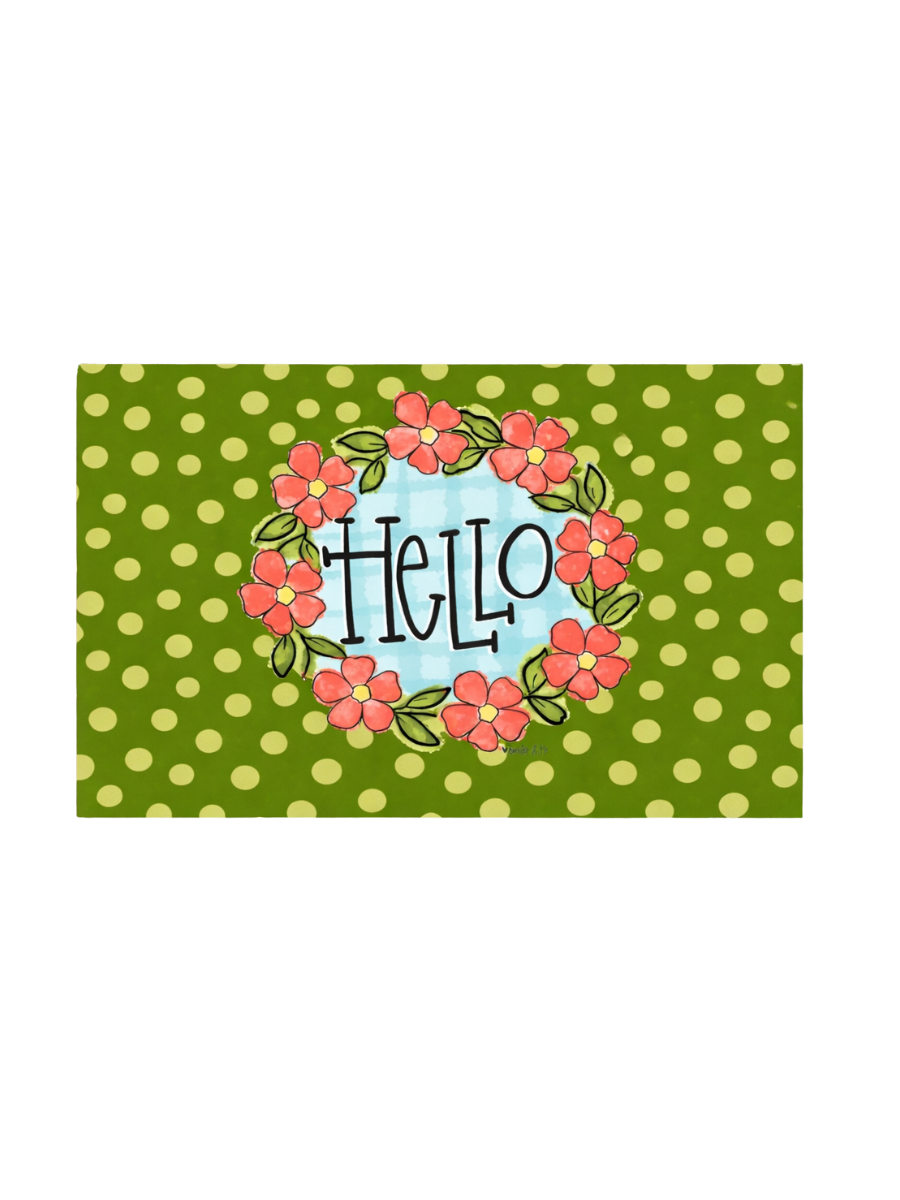 Baxter & Me | Green Coral Floral Wreath Rug Floor Mat