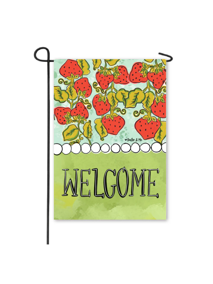 Baxter & Me | Welcome Strawberry Patch Garden Flag